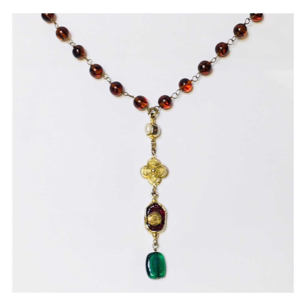 Vintage CHANEL Gripoix Lariat Necklace - Picture 1 of 10